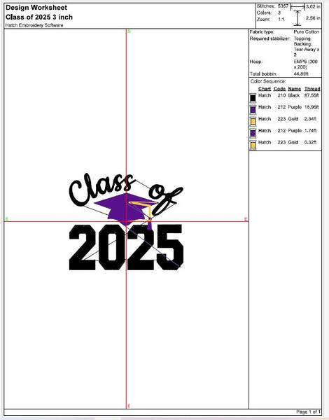 Class of 2025 Embroidery Design