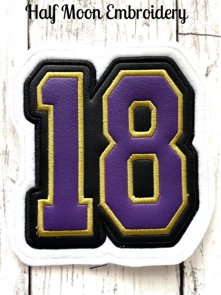 Vinyl Jersey Number Letterman Jacket Patch