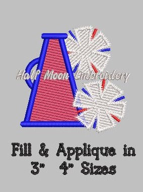 Megaphone with Pom Poms Embroidery Design