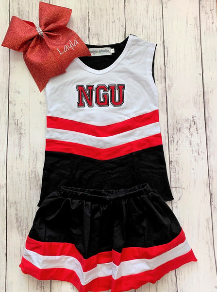 Personalized Red Glitter Cheer Bow