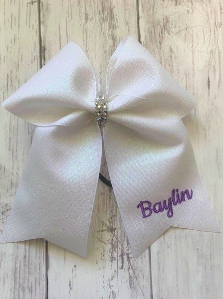 Shiner Comanche White Glitter Cheer Bow