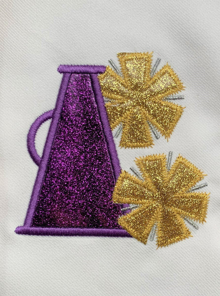 Megaphone with Pom Poms Applique Embroidery Design