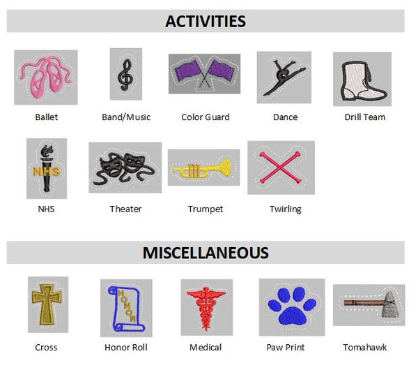 Activities Inserts for Varsity Letters