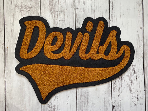 Chenille Name Letterman Jacket Patch with Swoosh