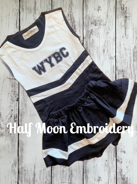 Personalized navy & white cheer uniform