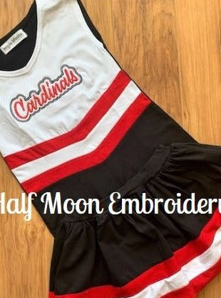 Red & Black Cheer Uniform, Cardinals Cheer Uniform, Red and White Uniform Toddler Cheer Uniform, Girls Cheer Outfit, Toddler Cheer Top/Skirt