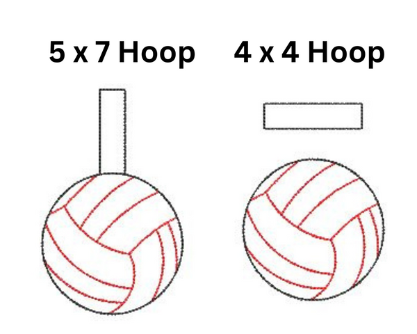 ITH Volleyball Snap Tab Embroidery Design