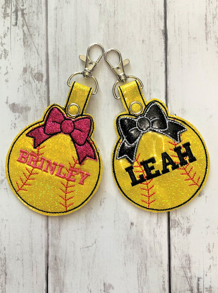 Personalized Softball Bag Tag Key Chain