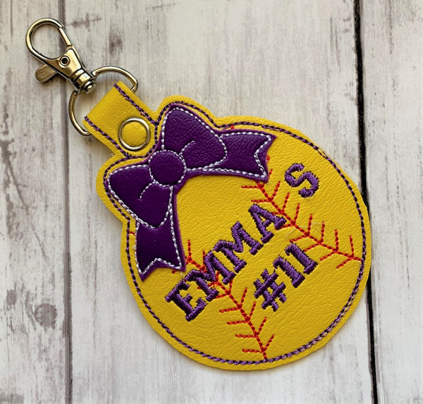 Personalized Softball Bag Tag Key Chain