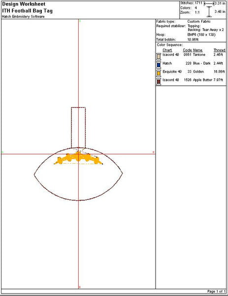 ITH Football Snap Tab Embroidery Design