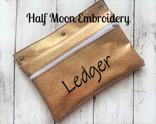 Personalized Gold Glitter Pencil Bag