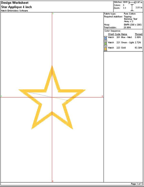 Star Applique Embroidery Design