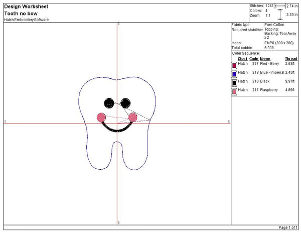 ITH Tooth Pillow Embroidery Design