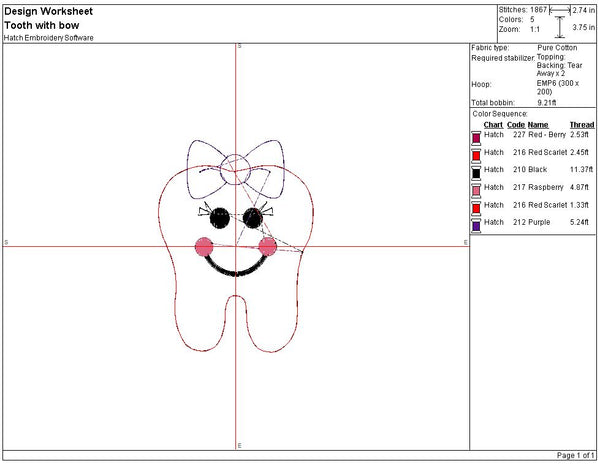 ITH Tooth Pillow Embroidery Design