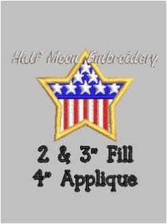 American Flag Star Embroidery Design