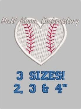Baseball Heart Embroidery Design | Baseball Heart Applique