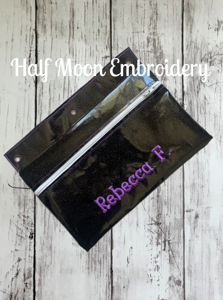 Personalized Black Glitter Pencil Bag