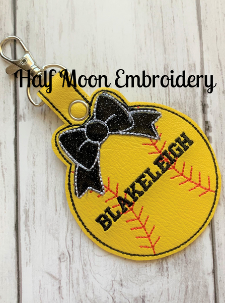 Personalized Softball Bag Tag Key Chain