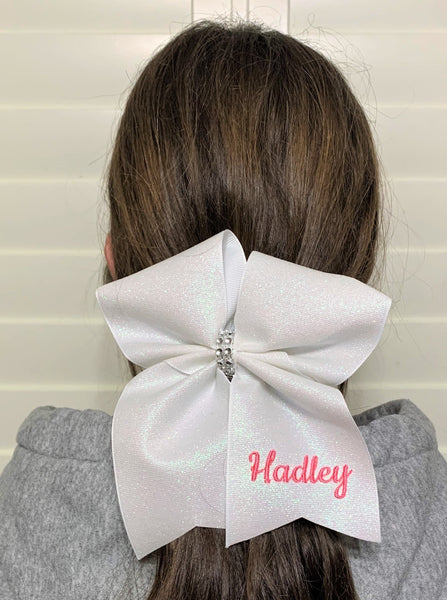 Personalized Glitter Cheer Bow