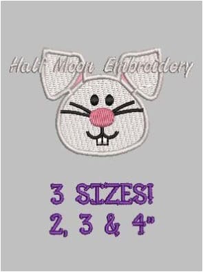 Bunny Face Embroidery Design freeshipping - Half Moon Embroidery
