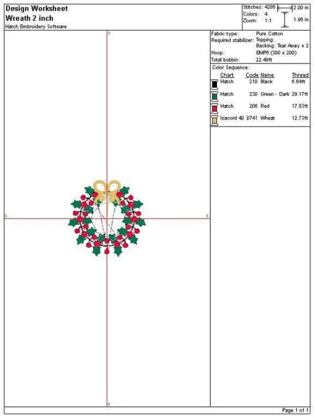Christmas Wreath Embroidery Design