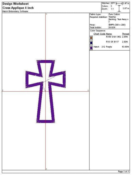 Cross Applique Embroidery Design freeshipping - Half Moon Embroidery