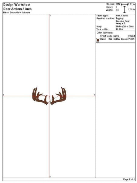 Deer Antlers Embroidery Design