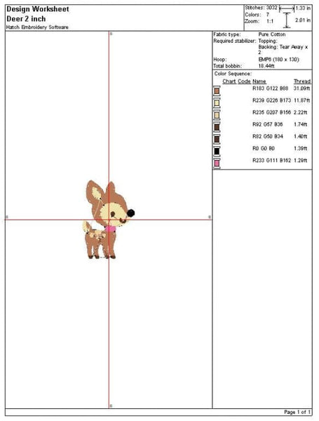 Fawn Embroidery Design
