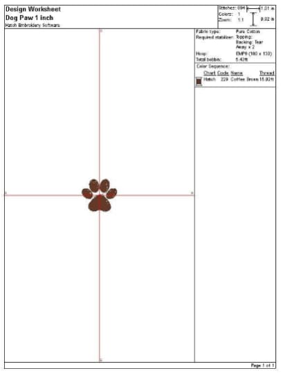 Mini Dog Paw Embroidery Design