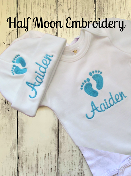 Personalized Footprint Newborn Baby Outfit