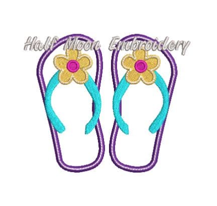 Flip Flops Applique Embroidery Design