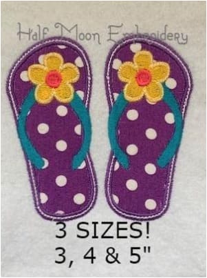 Flip Flops Applique Embroidery Design
