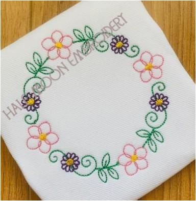 Flower Border Embroidery Design freeshipping - Half Moon Embroidery