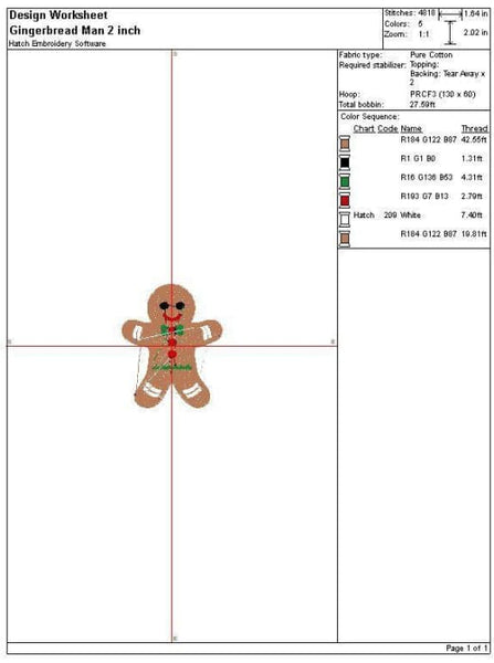Gingerbread Man Embroidery Design