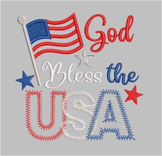 God Bless the USA Embroidery Design