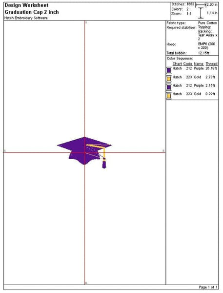 Graduation Cap Embroidery Design