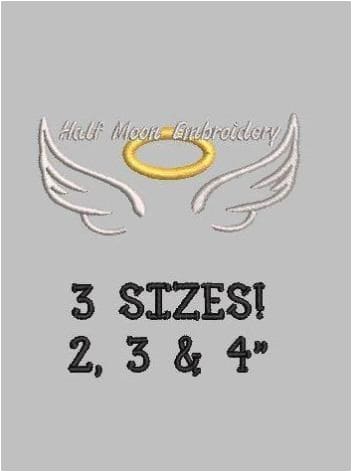 Halo and Angel Wings Embroidery Design freeshipping - Half Moon Embroidery