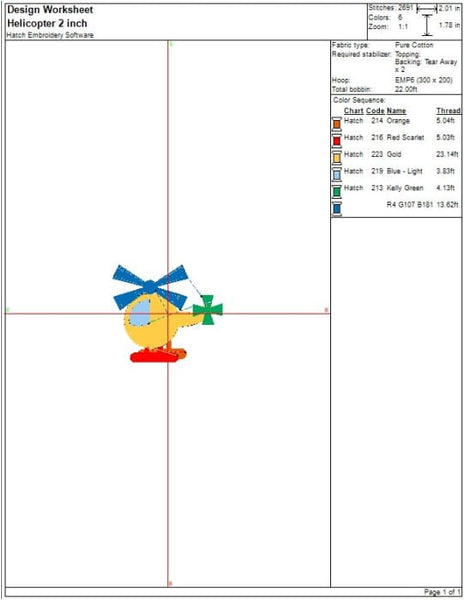 Helicopter Embroidery Design