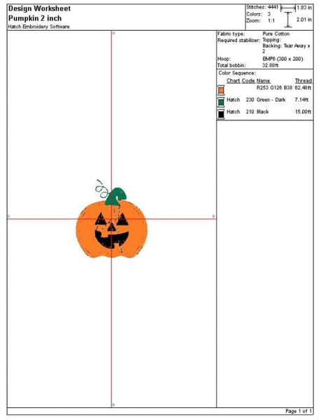 Mini Pumpkin Embroidery Design