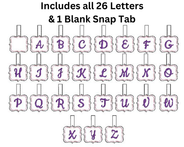 ITH Monogram snap tab embroidery design