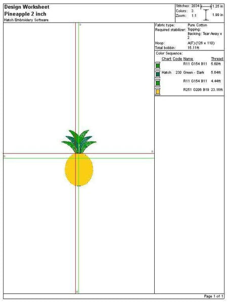 Pineapple Embroidery Design