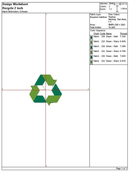 Recycle Symbol Embroidery Design