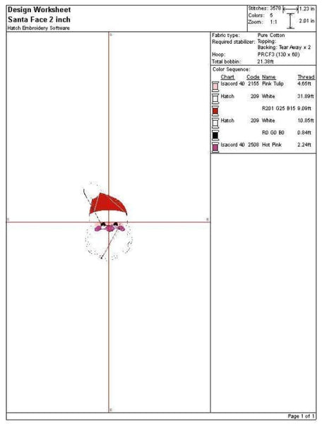 Santa Face Embroidery Design