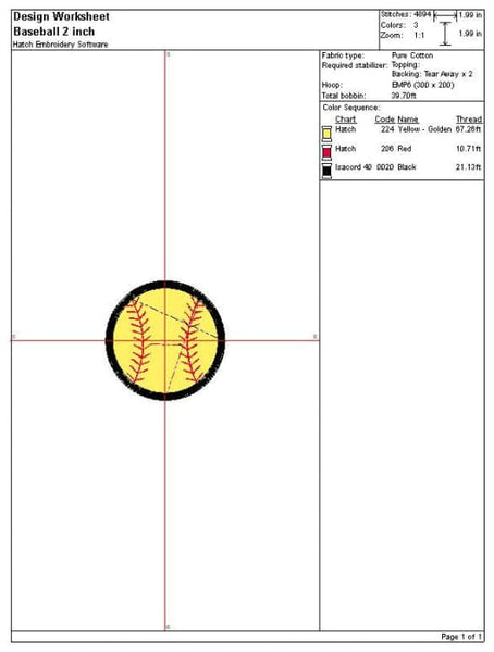 Softball Embroidery Design