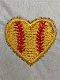 Mini Softball Heart Embroidery Design