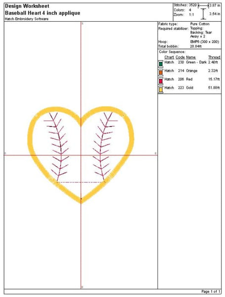 Softball Applique Embroidery Design