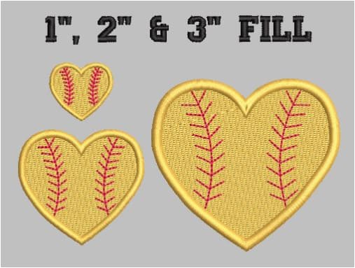 Softball Heart Fill Embroidery Design