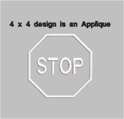 Stop Sign Applique Embroidery Design