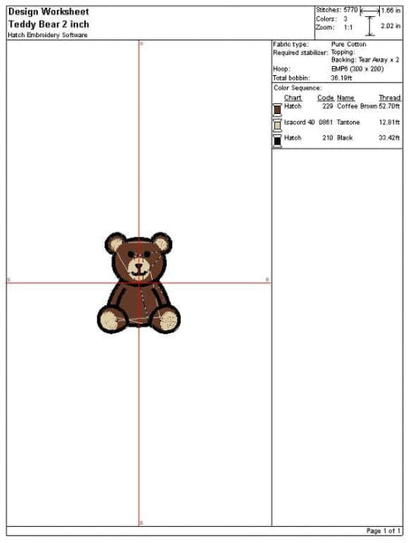 Teddy Bear Embroidery Design