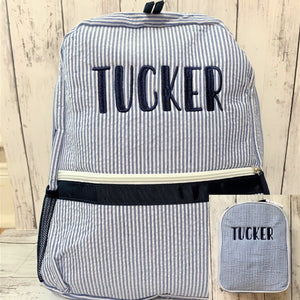 Personalized Seersucker Backpacks & Lunch Bags